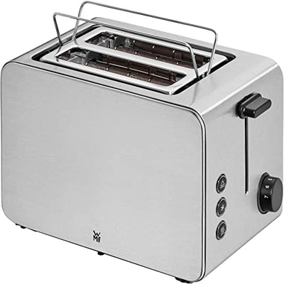 Grille-pain WMF Stelio 2 tranches en acier inoxydable, grille-pain à deux fentes avec accessoire pour petits pains, fonction bagel, 7 niveaux de brunissage, 900 W, grille-pain en acier inoxydable mat