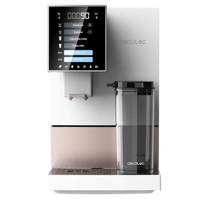 Cecotec Vollautomatische Kaffeemaschine Cremmaet Compactccino White Rose, 19 Bar, Milchbehälter, Thermoblock-System, 5 Mahlstufen, 150g Kaffeespeicher