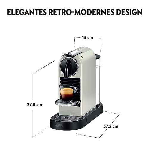 Nespresso De'Longhi EN167.W Citiz Kaffeekapselmaschine, Hochdruckpumpe und ideale Wärmeregelung ohne Aeroccino (Milchaufschäumer), Energiesparfunktion,1260W,37.4 x 11.9 x 25.5 cm, Creme-weiß