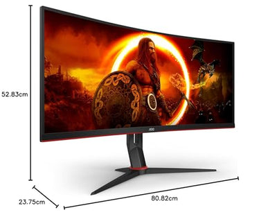 AOC Gaming CU34G2XP - 34 Zoll WQHD Curved Monitor, 180 Hz, FreeSync Prem., HDR400 (3440x1440, 1ms GtG, HDMI, DisplayPort, USB Hub) schwarz-rot