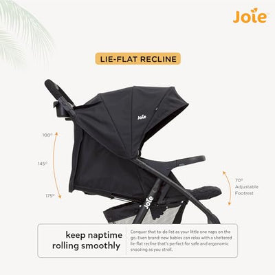 Joie Muze Kinderwagen mit vollem Funktionsumfang, kompakter faltbarer Babywagen mit 5-Punkt-Gurt, kompatibel mit Reisesystem, flach liegend und geeignet für Geburt bis 15 kg (Geburt - 36 Monate)