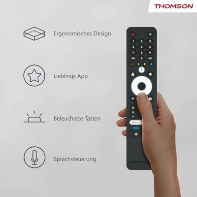 Téléviseur intelligent Android Thomson UHD 50 pouces (126 cm) (WLAN, HDR, triple tuner DVB-C/S2/T2, commande vocale) – 50UA5S13-2023