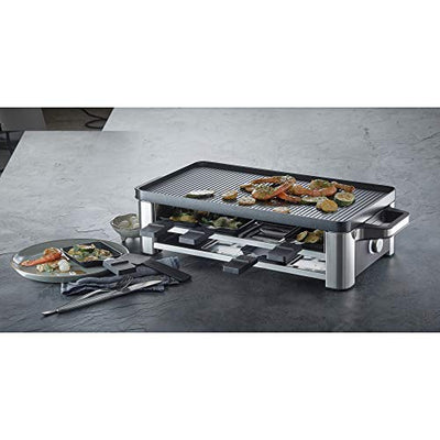 WMF Lono Raclette Grill mit Pfännchen und Schiebern, Raclette 8 Personen, 1500 W, edelstahl matt