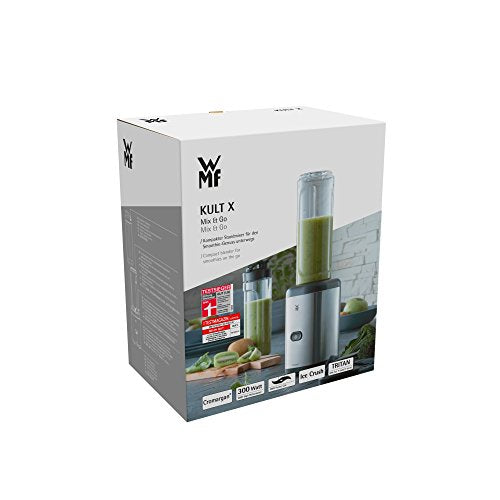 WMF Kult X Mix & Go Mini Smoothie Maker, Standmixer, Blender elektrisch, Shake Mixer 300 Watt, Tritan-Kunststoff Flasche