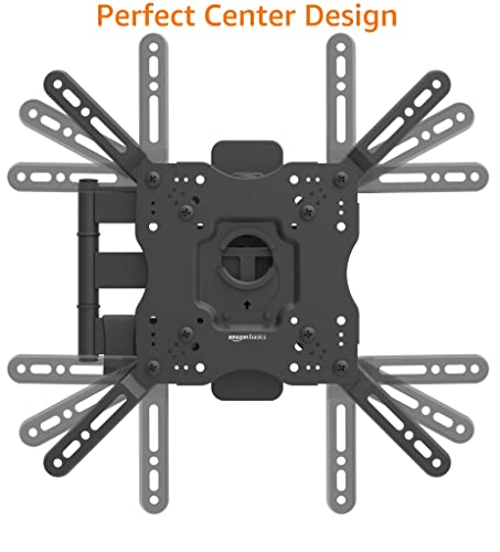 Support TV/support mural Amazon Basics, pivotant, inclinable, pour téléviseurs ou moniteurs à écran plat et incurvé de 26 à 55 pouces jusqu'à 36 kg, max. VESA 400 x 400 mm, noir