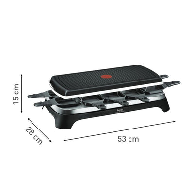 Tefal Raclette Ambiance RE4588 | für 10 Personen, inklusive Tischgrill-Funktion | Grillplatte antihaftbeschichtet + spülmaschinengeeignet | 2 Meter langes abnehmbares Kabel | Schwarz/Edelstahl | 1350W