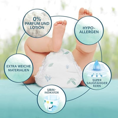 Pampers Baby Windeln Größe 4 (9-14 kg) Harmonie, MONATSBOX, Sanfter Hautschutz Und Pflanzenbasierte Inhaltsstoffe, 174 Stück