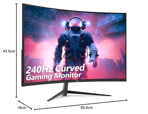 Z-Edge 27 Zoll Curved Gaming Monitor 240Hz 1ms MPRT Full HD LED Monitor, 350cd/m² Helligkeit, 16:9 Curved Bildschirm, FreeSync, HDMI 2.0 & DisplayPort 1.2 - Schwarz