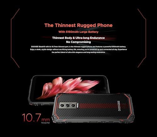 DOOGEE Blade 10 Smartphone ohne Vertrag, 9GB + 128GB, 5150mAh Akku, 11mm Thin Simlockfreie Handys, Robustes 4G, 16MP Kamera + 8MP Outdoor Handy, Android 14, 6.56 Zoll, NFC Schwarz