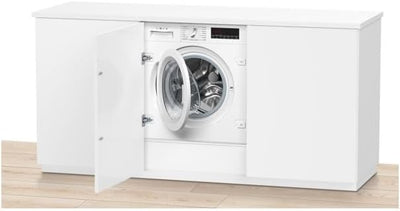 Bosch WIW28443 Serie 8 Einbauwaschmaschine Frontlader, 62 kWh pro 100 Waschzyklen, 1400 UpM, 8 kg, weiß, EcoSilence Drive, SpeedPerfect, VarioTrommel, ActiveWater Plus