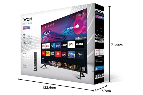 Téléviseur DYON Smart 55 VX 139 cm (55 pouces) (Smart TV 4K UHD, triple tuner HD (DVB-C/-S2/-T2), App Store, Prime Video, Netflix, YouTube, DAZN, Disney+) [Mod. [2023]