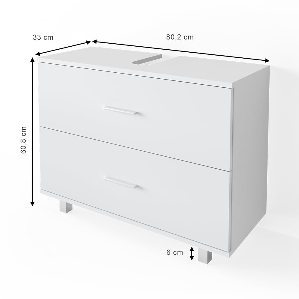 Vicco Waschbeckenunterschrank Ilias, Weiß, 80 x 60.8 cm