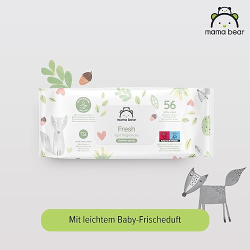 Amazon-Marke: Mama Bear Frisch Baby Feuchttücher, Aloe Vera, 1008 Stück (18 packungen mit 56), Verpackung kann abweichen