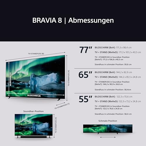 Sony BRAVIA 8 OLED 55 Zoll 4K HDR Google Smart TV (2024) | Gaming Features,IMAX Enhanced, Dolby Vision Atmos, Chromecast, Apple AirPlay, 120Hz 55XR80