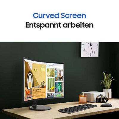 Moniteur Samsung S36C Essential S27C364EAU, incurvé, 27 pouces, dalle VA, résolution Full HD, Eco Saving Plus, AMD FreeSync, temps de réponse de 4 ms, taux de rafraîchissement 75 Hz, noir