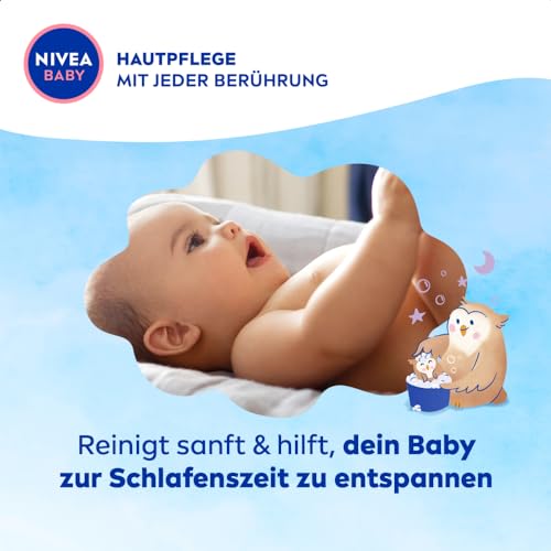 NIVEA BABY Gute Nacht Bad & Shampoo, mildes Babyshampoo & Duschgel mit Mandelöl, Vitamin E, B5 und C, beruhigendes Baby Shampoo mit hypoallergener Formel und hautfreundlichem pH-Wert (200 ml)