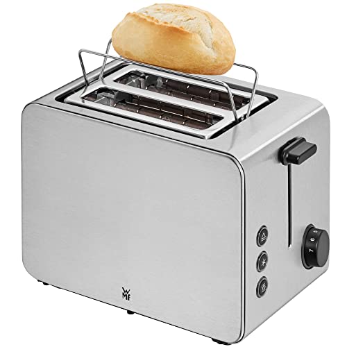 Grille-pain WMF Stelio 2 tranches en acier inoxydable, grille-pain à deux fentes avec accessoire pour petits pains, fonction bagel, 7 niveaux de brunissage, 900 W, grille-pain en acier inoxydable mat