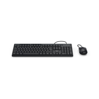 Hama Tastatur Maus Set CKM-200 (USB Tastatur, USB Maus, ergonomisches Tippgefühl, leise Tasten, Kabel abnehmbar, deutsches QWERTZ-Layout, Maus mit dpi Schalter, Multimedia Tasten) schwarz