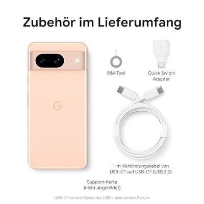 Google Pixel 8 – Android-Smartphone ohne SIM-Lock mit leistungsstarker Pixel-Kamera, 24 Stunden Akkulaufzeit und leistungsstarken Sicherheitsfunktionen – Rose, 256GB