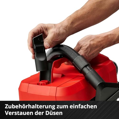 Einhell Akku-Nass-Trockensauger TE-VC 18/10 Li-Solo Power X-Change (10 Liter Tank, inkl. 2 m-Schlauch, Fugen-/Bürstendüse + Polster-/Universaldüse, ohne Akku und Ladegerät), Rot