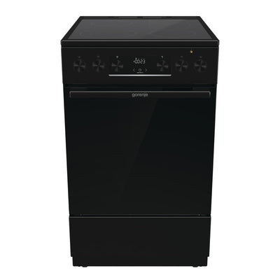 Gorenje GECS5C70BPA Elektro-Standherd mit Glaskeramik-Kochfeld /50cm/70 Liter/GentleClose/Schnellaufheizung/AirFry/ExtraSteam/Teleskopauszüge/AquaClean/schwarz