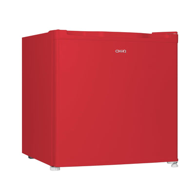 CHIQ Mini Bar Kühlschrank 46 L, Mini Kühlschrank Table Top, 49,6 x 47,4 x 44,7 cm (HxBxT), E Energieverbrauch 80 kWh/Jahr,Sehr Leise 39dB, Rot