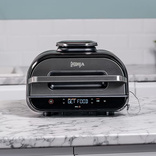 Ninja Foodi MAX Grill & Airfryer, 5,7L Heißluftfritteuse, Air Fryer mit digitalem Temperaturfühler, spülmaschinenfeste Teile, 6-in-1, Grau/Silber AG551EU