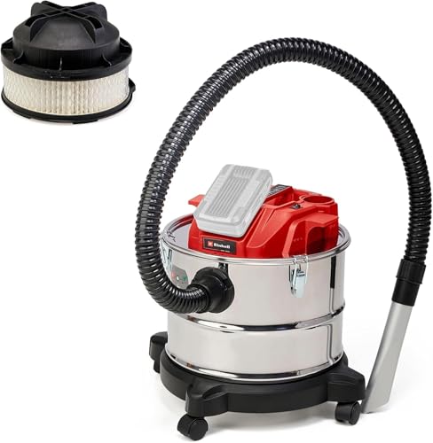 Einhell Akku-Aschesauger TE-AV 18/15 Li C-Solo Power X-Change (Li-Ion, 18V, 100 mbar Saugleistung, 15 l Auffangbehälter, Filterreinigungssystem, Lieferung ohne Akku & Ladegerät), Schwarz/Rot