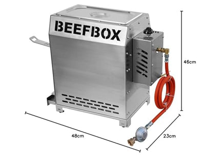 BEEFBOX PRO 2.0 | Elektro-Zündung | 850 Grad Oberhitze Grill | komplett Edelstahl | leicht zu reinigen | komplett demontierbar Silber