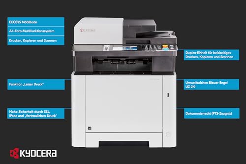 Kyocera Ecosys M5526cdw Farblaser Multifunktionsgerät WLAN: Drucker Scanner Kopierer, Faxgerät. Multifunktionsdrucker inkl. Mobile-Print-Funktion.