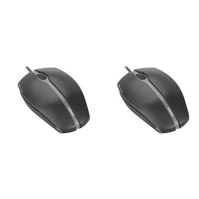 CHERRY GENTIX Corded Optical Mouse, kabelgebundene Maus mit 3 Tasten und hochauflösenden optischem 1000 DPI Sensor, geeignet für Rechts- und Linkshänder, gummierte Seiten, schwarz (Packung mit 2)