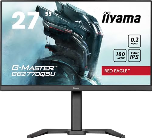 iiyama G-Master Red Eagle GB2770QSU-B6 68,6cm 27" Fast-IPS LED Gaming Monitor WQHD HDMI DP USB3.2 0,2ms 180Hz Adaptive Sync Höhenverstellung Pivot schwarz