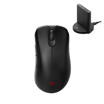 BenQ - Zowie EC2-CW Kabellose Ergonomische Esports Gaming Maus, Verbesserter Empfänger, Mausrad mit 24 Stufen, Ohne Treiber, Mittlere Größe, Schwarz