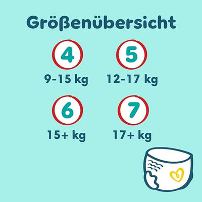 Pampers Baby Windeln Pants Größe 5 (12-17kg) Premium Protection, Junior mit Stop- und Schutz Täschchen, MONATSBOX, 144 Höschenwindeln