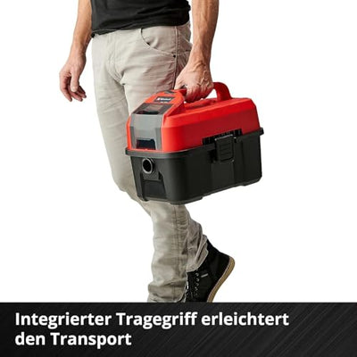 Einhell Akku-Nass-Trockensauger TE-VC 18/10 Li-Solo Power X-Change (10 Liter Tank, inkl. 2 m-Schlauch, Fugen-/Bürstendüse + Polster-/Universaldüse, ohne Akku und Ladegerät), Rot