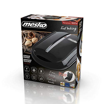 Mesko MS3041 Waffeleisen, Nussbäcker für 24 Nusshälften, XL, 1600 W, Antihaftbeschichtung, Zaubernuss, Nussmaker, Oreschniza, Backautomat, Nusswaffeleisen für Oreshki, Schwarz