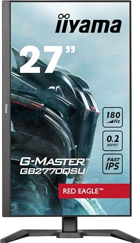 iiyama G-Master Red Eagle GB2770QSU-B6 68,6cm 27" Fast-IPS LED Gaming Monitor WQHD HDMI DP USB3.2 0,2ms 180Hz Adaptive Sync Höhenverstellung Pivot schwarz