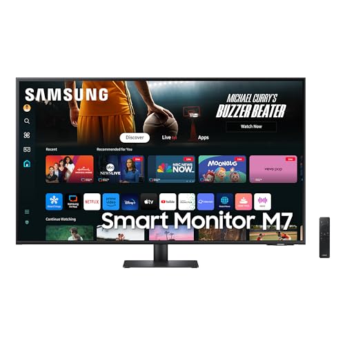 Samsung M70D Smart Monitor, 43 Zoll, 4K AI Upscaling, UHD, 60 Hz, Streaming-Monitor mit Entertainment und Gaming Hub, Bildschirm mit Lautsprechern, Smart TV Apps mit Fernbedienung, LS43DM702UUXEN