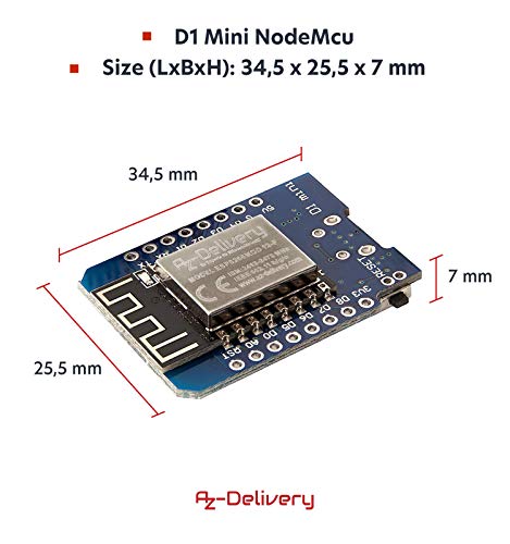 AZDelivery 3 x D1 Mini NodeMcu mit ESP8266-12F WLAN Module CH340G Lua kompatibel mit Arduino inklusive E-Book!