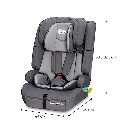 Kinderkraft SAFETY FIX 2 I-SIZE 76-150 cm Kindersitz 9-36 kg, Kinderautositze mit isofix, Einstellung der Kopfstütze, spezielle Sicherheitssysteme, 5 punkt gurte, Einsatz im set, Grau