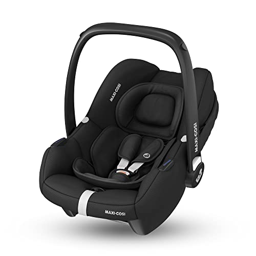 Maxi-Cosi CabrioFix i-Size, Siège Auto Bébé, 0 à 12 mois, 12 kg max., Siège Auto ISOFIX Léger (3,2 kg), Grand Canopy, Ultra-molletonné, Compatible avec les Poussettes Maxi-Cosi, Essential Black