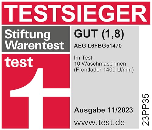 AEG L6FBG51470 Waschmaschine / Serie 6000 mit ProSense / Testsieger der Stiftung Warentest / 7,0 kg / Leise / Mengenautomatik / Nachlegefunktion / Kindersicherung / Wasserstopp / 1400 U/min