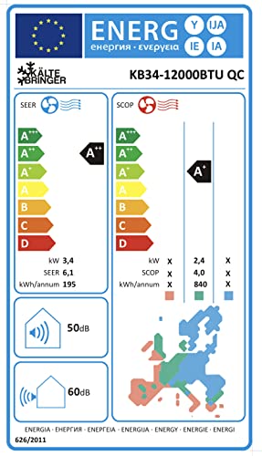 Kältebringer Split Klimaanlage Quick Connect - 12000 BTU - Inverter Klimagerät mit Heizfunktion, WiFi und App - bis 55qm - sehr leise - Komplett Set, 5m Kupferleitung, Kältemittel R32, Montagematerial