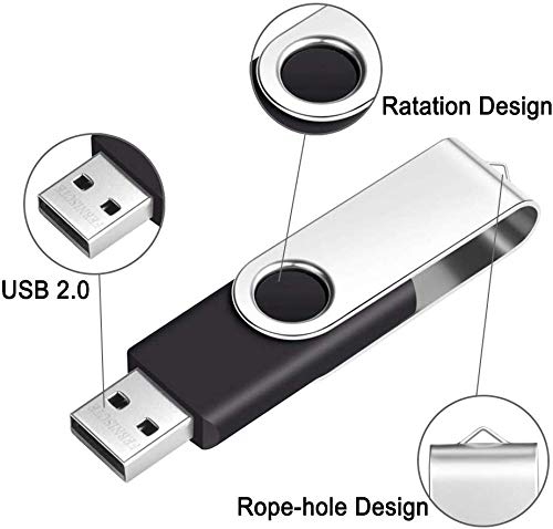 2GB USB Stick 10 Stück Speichersticks - Einklappbarer USB 2.0 Memory Sticks 2 GB USB Flash Laufwerk Datenspeicher - FEBNISCTE Pendrive Schwarz Flash Drive für Freunde mit 10er Pack Bunt Bändchen