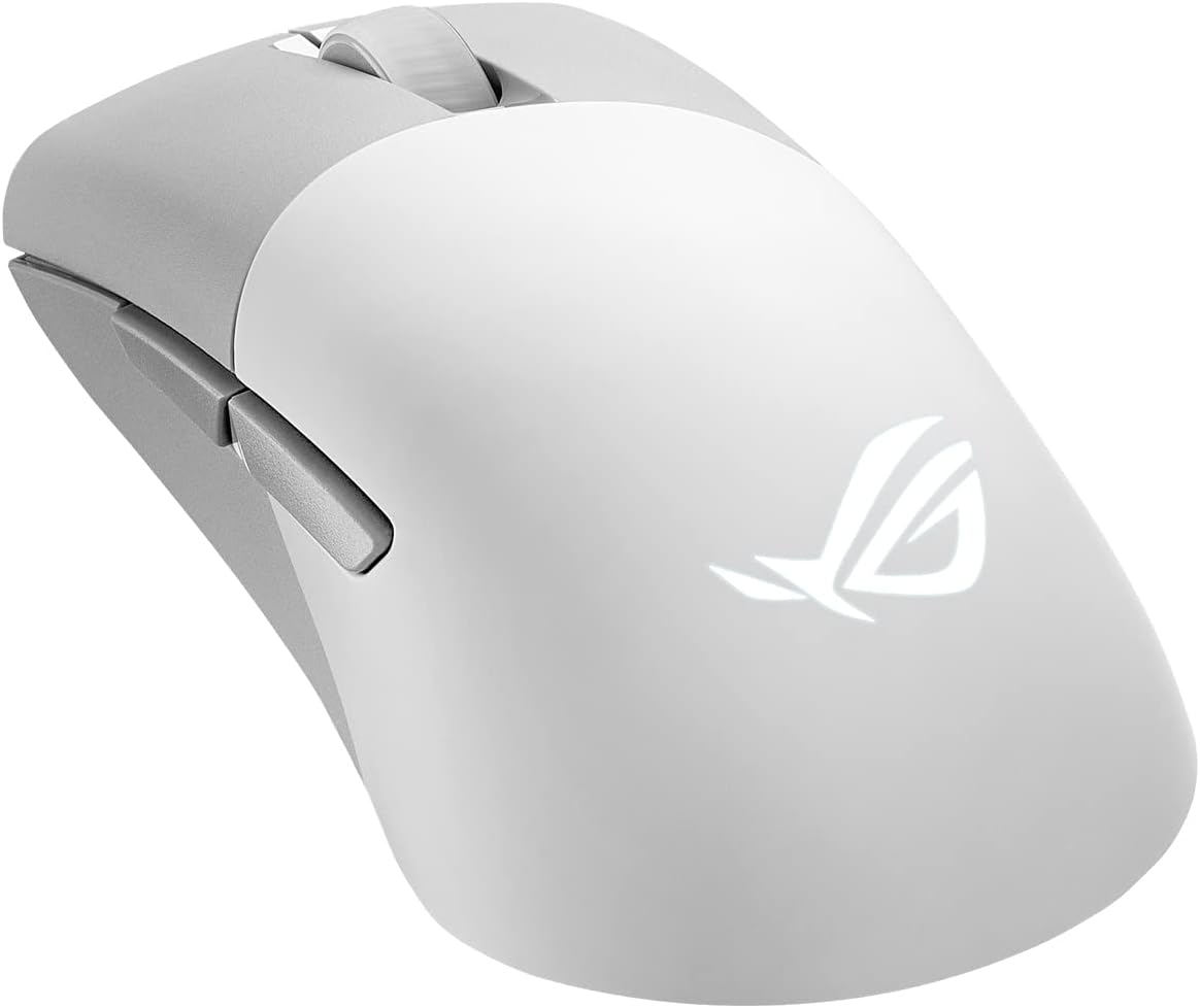 ASUS ROG Keris Wireless AimPoint White RGB Gaming Maus (optischer ROG AimPoint-Sensor, 36.000 DPI, ROG Micro Switches, 2,4 GHz RF, Bluetooth, USB, 5X programmierbare Tasten, weiß)