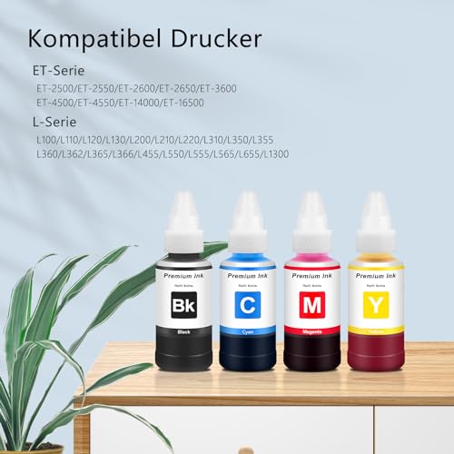 2x Tinte Schwarz T664 T6641 Kompatibel für 664 Schwarz Druckertinte 70mL, Nachfülltinte BK 664 für Drucker ET 2600 ET 2650 ET 2550 ET 4500 ET 3600 ET 2500 ET 4550 ET 14000 ET 16500 L355 L100 L110 L200