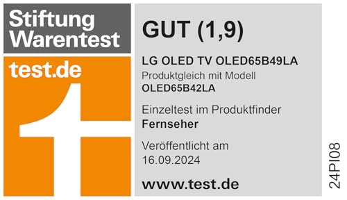 LG OLED65B49LA TV 65" (165 cm) OLED Fernseher (α8 4K AI-Prozessor, webOS 24, Dolby Vision, bis zu 120Hz) [Modelljahr 2024]