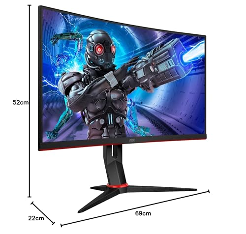 AOC Gaming C27G2ZE - 27 Zoll FHD Curved Monitor, 240 Hz, 0.5ms, FreeSync Premium (1920x1080, HDMI, DisplayPort) schwarz/rot