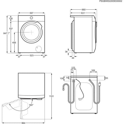 AEG LWR7G60690 Waschtrockner / Serie 7000 mit DualSense® / 9 kg Waschen / 5 kg Trocknen / D / energiesparend / Mengenautomatik / Nachlegefunktion / ProSteam® - Auffrischfunktion / 1600 U/min