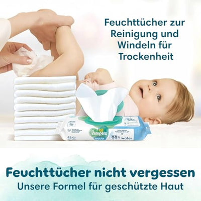 Pampers Baby Windeln Größe 4 (9-14 kg) Harmonie, MONATSBOX, Sanfter Hautschutz Und Pflanzenbasierte Inhaltsstoffe, 174 Stück